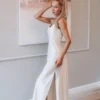 ROYAL CHAMPAGNE Satin Maxi Slip Dress_1