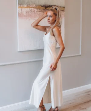 ROYAL CHAMPAGNE Satin Maxi Slip Dress