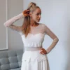 SILK VELVET Tulle Top, white_1