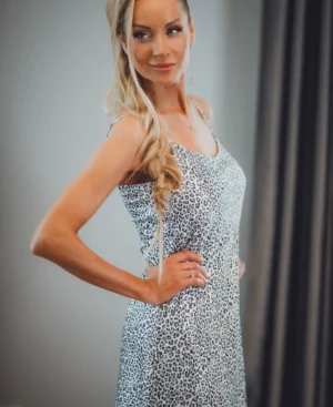 ELEGANT LEOPARD Midi Satin Slip Dress